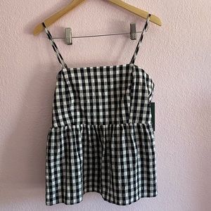Gingham cropped peplum top